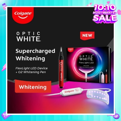 COLGATE Optic White FlexLight LED Advanced Teeth Whitening Kit consists LED Device 1s + O2 Whitening Pen 1s (Expiry: May`2026)