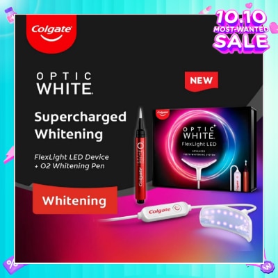 COLGATE Optic White FlexLight LED Advanced Teeth Whitening Kit consists LED Device 1s + O2 Whitening Pen 1s (Expiry: May`2026)