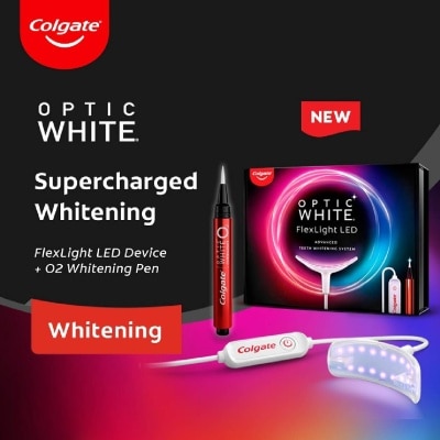 COLGATE Optic White FlexLight LED Advanced Teeth Whitening Kit consists LED Device 1s + O2 Whitening Pen 1s
