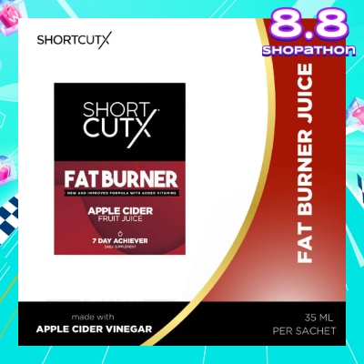 SHORTCUTX Apple Cider Vinegar Fat Burner Juice Sachet (Aids In Weight Loss + Boosts Metabolism + Blocks Carb Absorption)35ml X 7s