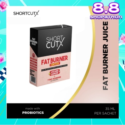 SHORTCUTX Lychee Lemon Fat Burner Sachet (Burns Fat + Boosts Metabolism + Detoxes Body) 35ml X 7s