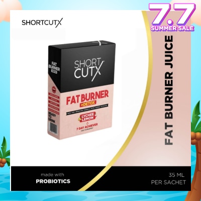 SHORTCUTX Lychee Lemon Fat Burner Sachet (Burns Fat + Boosts Metabolism + Detoxes Body) 35ml X 7s