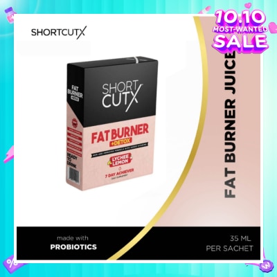 SHORTCUTX Lychee Lemon Fat Burner Sachet (Burns Fat + Boosts Metabolism + Detoxes Body) 35ml X 7s