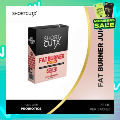 SHORTCUTX Lychee Lemon Fat Burner Sachet (Burns Fat + Boosts Metabolism + Detoxes Body) 35ml X 7s