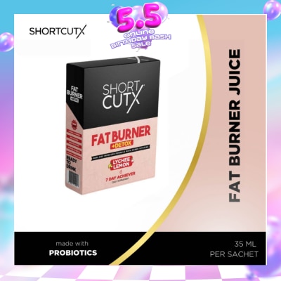 SHORTCUTX - Lychee Lemon Fat Burner Sachet (Burns Fat + Boosts Metabolism + Detoxes Body) 35ml X 7s