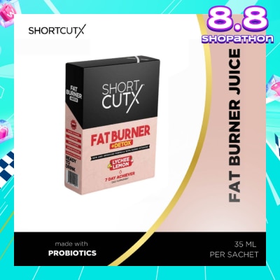 SHORTCUTX Lychee Lemon Fat Burner Sachet (Burns Fat + Boosts Metabolism + Detoxes Body) 35ml X 7s