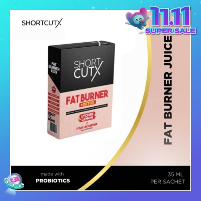 SHORTCUTX Lychee Lemon Fat Burner Sachet (Burns Fat + Boosts Metabolism + Detoxes Body) 35ml X 7s