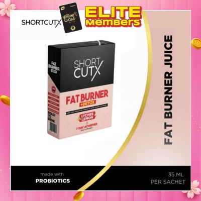 SHORTCUTX Lychee Lemon Fat Burner Sachet (Burns Fat + Boosts Metabolism + Detoxes Body) 35ml X 7s