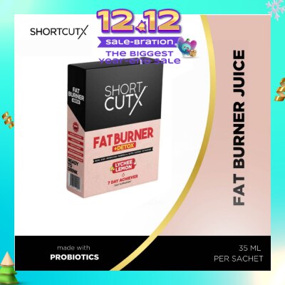 SHORTCUTX Lychee Lemon Fat Burner Sachet (Burns Fat + Boosts Metabolism + Detoxes Body) 35ml X 7s