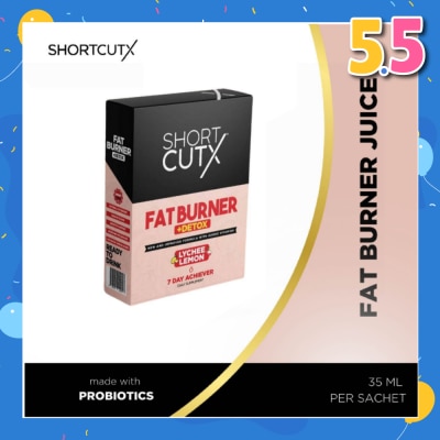 SHORTCUTX Lychee Lemon Fat Burner Sachet (Burns Fat + Boosts Metabolism + Detoxes Body) 35ml X 7s