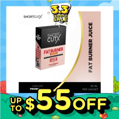 SHORTCUTX Lychee Lemon Fat Burner Sachet (Burns Fat + Boosts Metabolism + Detoxes Body) 35ml X 7s