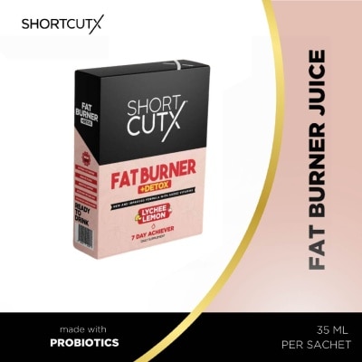 SHORTCUTX Lychee Lemon Fat Burner Sachet (Burns Fat + Boosts Metabolism + Detoxes Body) 35ml X 7s