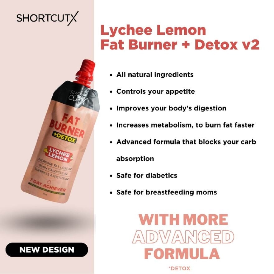 Lychee Lemon Fat Burner Sachet (Burns Fat + Boosts Metabolism + Detoxes Body) 35ml X 7s