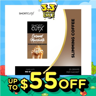 SHORTCUTX Caramel Machiatto Slimming Coffee Sachet (Curbs Appetite + Detoxes Body + Flush Out Toxins) 20g X 7s