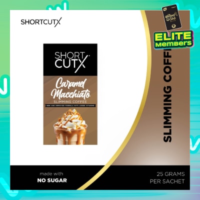 SHORTCUTX Caramel Machiatto Slimming Coffee Sachet (Curbs Appetite + Detoxes Body + Flush Out Toxins) 20g X 7s