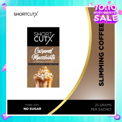 SHORTCUTX Caramel Machiatto Slimming Coffee Sachet (Curbs Appetite + Detoxes Body + Flush Out Toxins) 20g X 7s