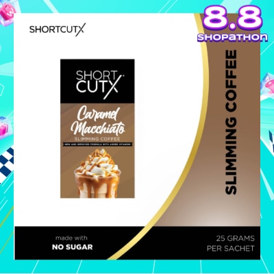 SHORTCUTX Caramel Machiatto Slimming Coffee Sachet (Curbs Appetite + Detoxes Body + Flush Out Toxins) 20g X 7s
