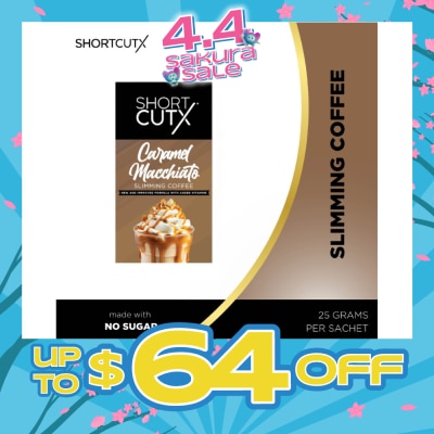 SHORTCUTX Caramel Machiatto Slimming Coffee Sachet (Curbs Appetite + Detoxes Body + Flush Out Toxins