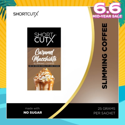 SHORTCUTX Caramel Machiatto Slimming Coffee Sachet (Curbs Appetite + Detoxes Body + Flush Out Toxins) 20g X 7s
