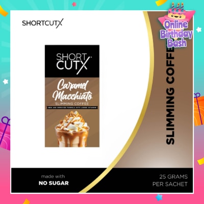 SHORTCUTX Caramel Machiatto Slimming Coffee Sachet (Curbs Appetite + Detoxes Body + Flush Out Toxins) 20g X 7s