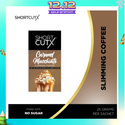 SHORTCUTX Caramel Machiatto Slimming Coffee Sachet (Curbs Appetite + Detoxes Body + Flush Out Toxins) 20g X 7s