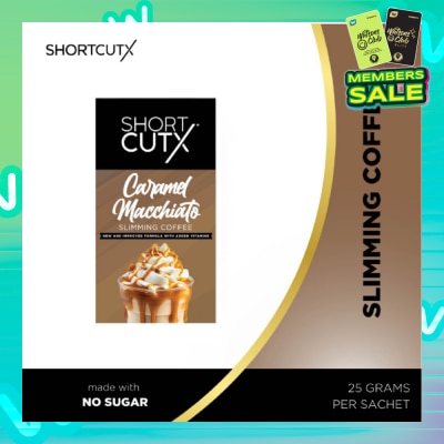 SHORTCUTX Caramel Machiatto Slimming Coffee Sachet (Curbs Appetite + Detoxes Body + Flush Out Toxins) 20g X 7s