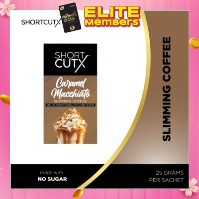 SHORTCUTX Caramel Machiatto Slimming Coffee Sachet (Curbs Appetite + Detoxes Body + Flush Out Toxins) 20g X 7s