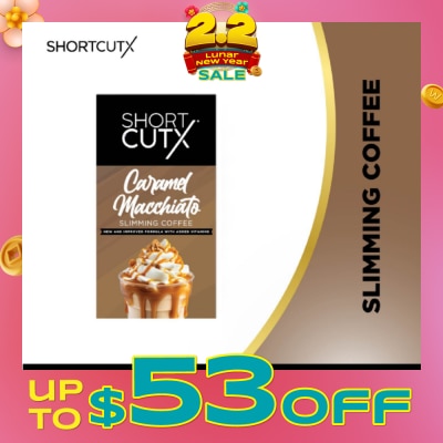SHORTCUTX Caramel Machiatto Slimming Coffee Sachet (Curbs Appetite + Detoxes Body + Flush Out Toxins) 20g X 7s