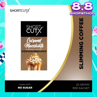 SHORTCUTX Caramel Machiatto Slimming Coffee Sachet (Curbs Appetite + Detoxes Body + Flush Out Toxins) 20g X 7s