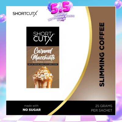 SHORTCUTX - Caramel Machiatto Slimming Coffee Sachet (Curbs Appetite + Detoxes Body + Flush Out Toxins) 20g X 7s