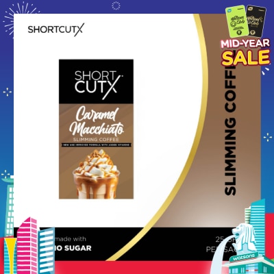 SHORTCUTX Caramel Machiatto Slimming Coffee Sachet (Curbs Appetite + Detoxes Body + Flush Out Toxins) 20g X 7s