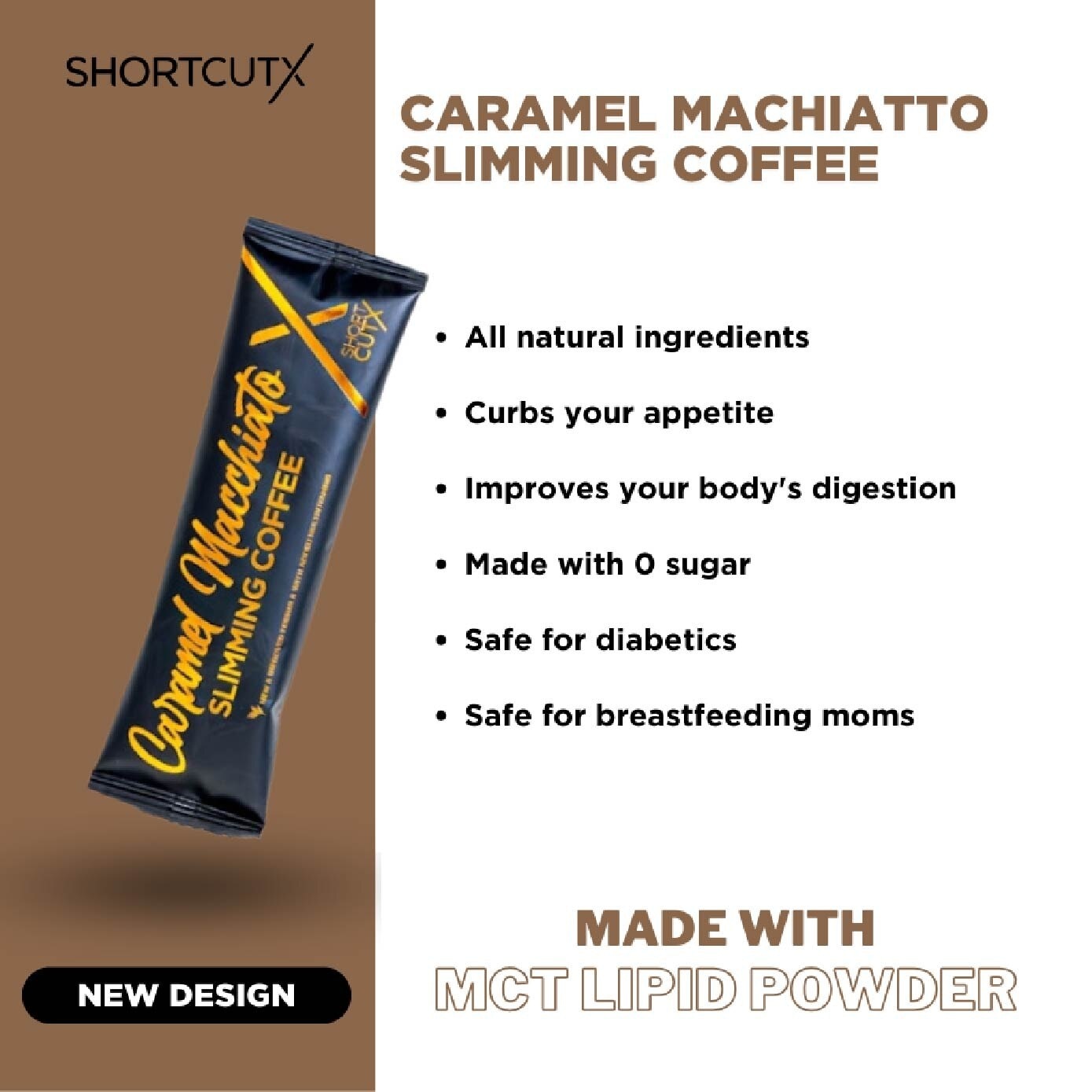 Caramel Machiatto Slimming Coffee Sachet (Curbs Appetite + Detoxes Body + Flush Out Toxins) 20g X 7s