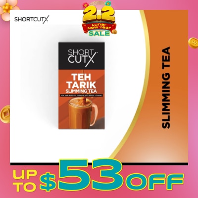 SHORTCUTX Teh Tarik Slimming Tea Sachet (Curbs Appetite + Detoxes Body + Flushes Out Toxins) 20g X 7s (Expiry: Mar`2026)