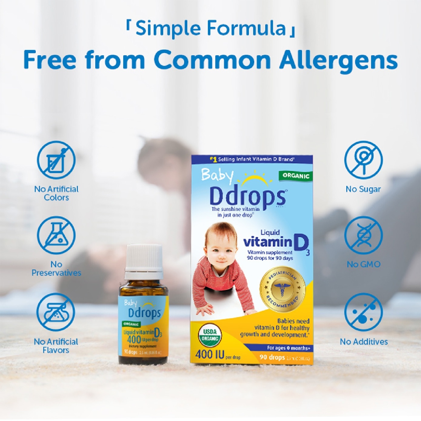 Organic Baby Liquid Vitamin D3 400 IU 90 Drops 2.5ml