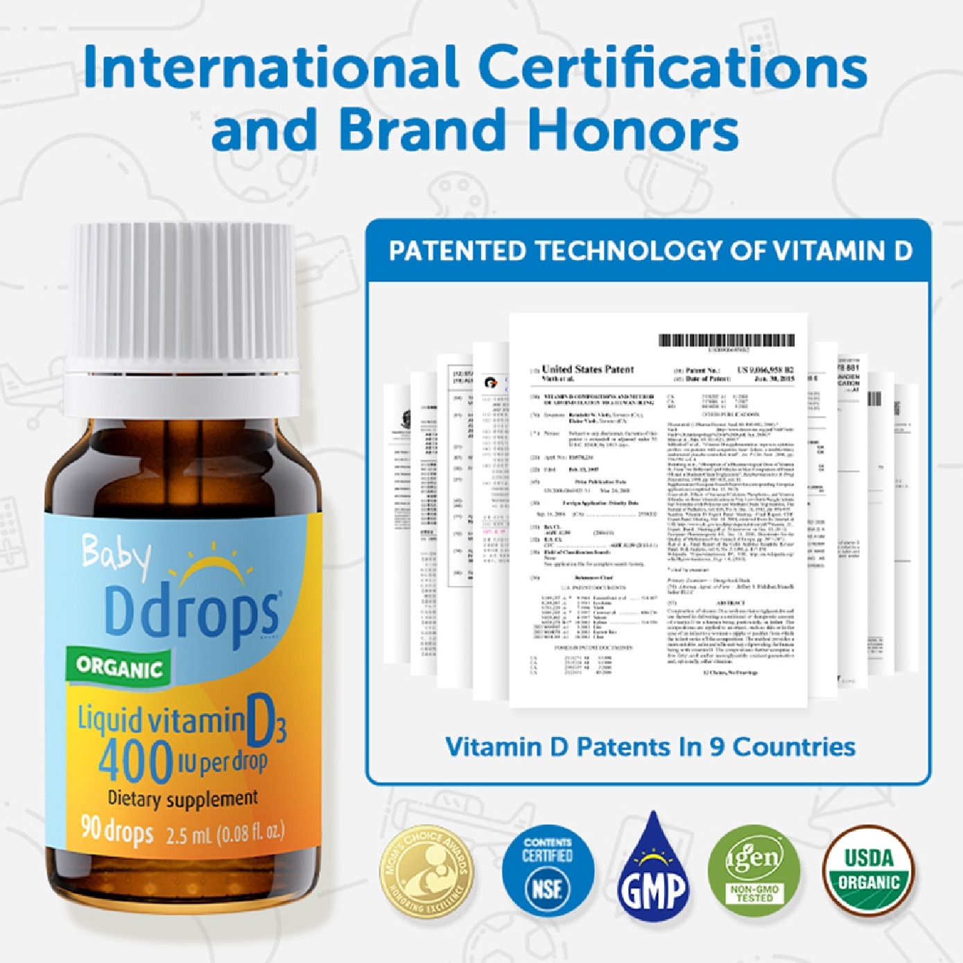 Organic Baby Liquid Vitamin D3 400 IU 90 Drops 2.5ml