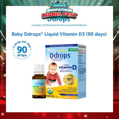 DDROPS - Organic Baby Liquid Vitamin D3 400 IU 90 Drops 2.5ml