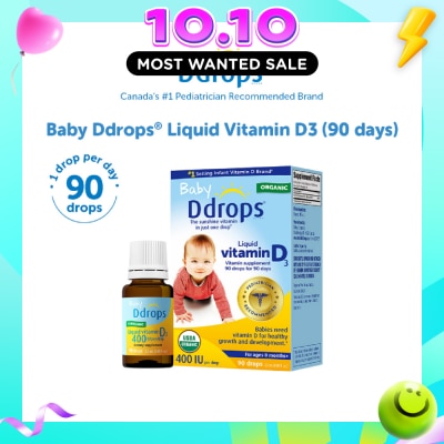 DDROPS Organic Baby Liquid Vitamin D3 400 IU 90 Drops 2.5ml image