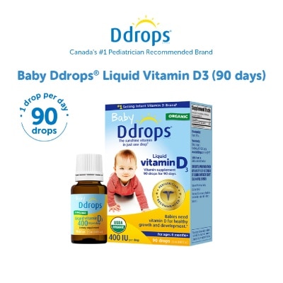 DDROPS - Organic Baby Liquid Vitamin D3 400 IU 90 Drops 2.5ml
