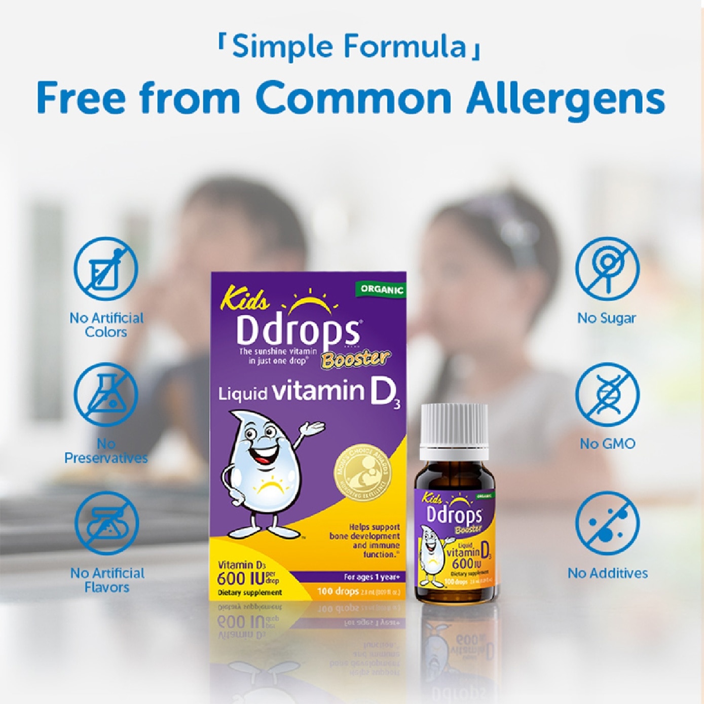 Organic Kids Vitamin D3 Booster Liquid 600 IU 100 Drops 2.8ml