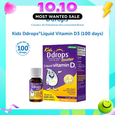 DDROPS Organic Kids Vitamin D3 Booster Liquid 600 IU 100 Drops 2.8ml image