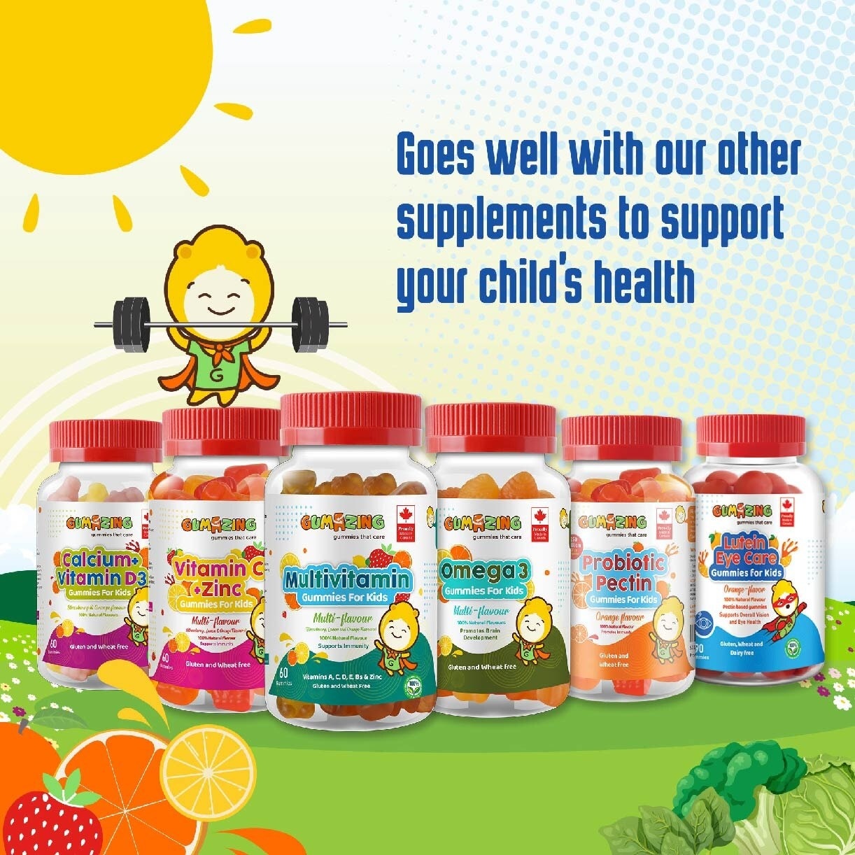 Gummies for Kids Essential Combo Packset consists Calcium & Vitamin D3 60s + Multivitamin 60s