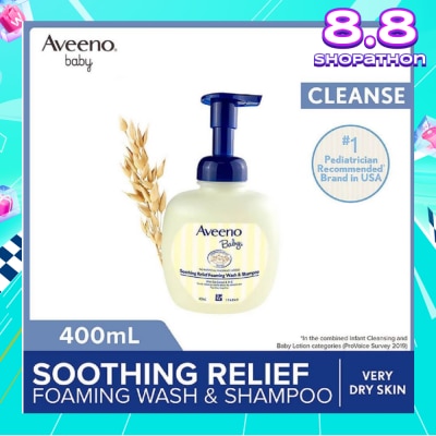 AVEENO BABY Soothing Relief Foaming Wash and Shampoo with Vitamin E and Natural Oat Extract (For Dry to Very Dry Sensitive Skin) 400ml
