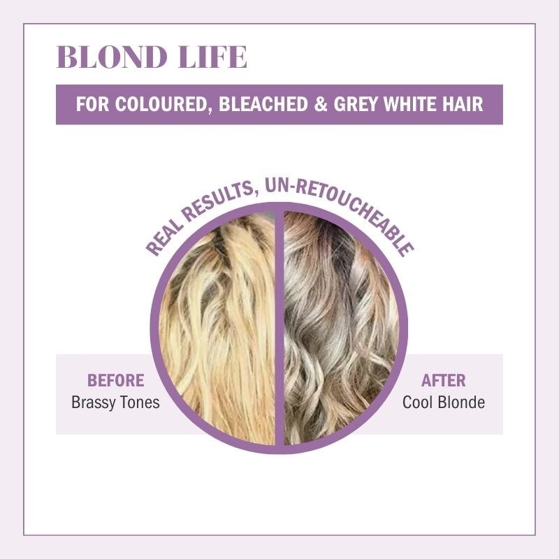 Blond Life Anti Yellow Shampoo (For Coloured + Bleached & Grey White Hair) 250ml