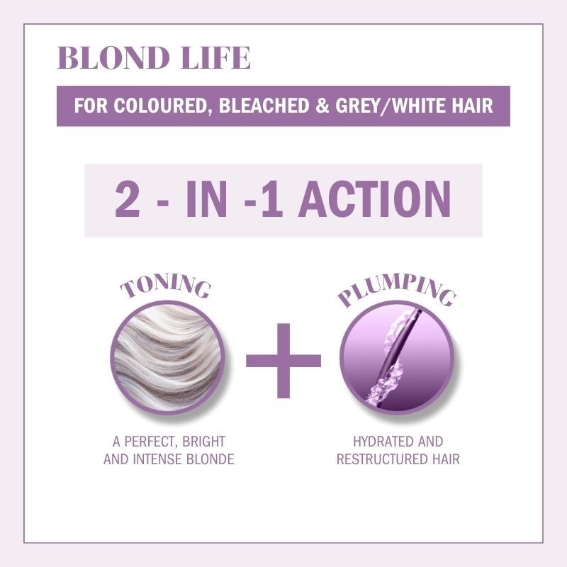 Blond Life Anti Yellow Shampoo (For Coloured + Bleached & Grey White Hair) 250ml