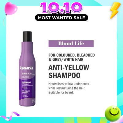 PURA KOSMETICA Blond Life Anti Yellow Shampoo (For Coloured + Bleached & Grey White Hair) 250ml image