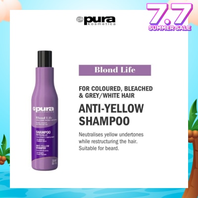 PURA KOSMETICA Blond Life Anti Yellow Shampoo (For Coloured + Bleached & Grey White Hair) 250ml