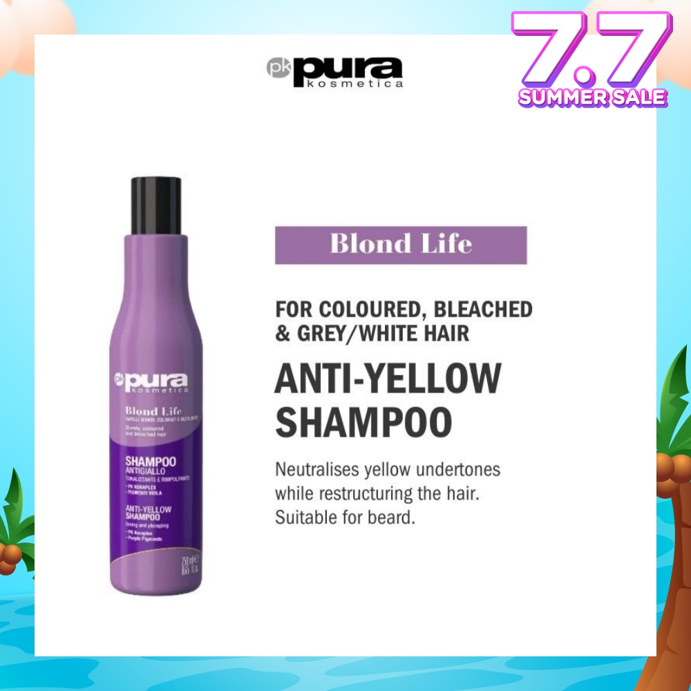 Blond Life Anti Yellow Shampoo (For Coloured + Bleached & Grey White Hair) 250ml