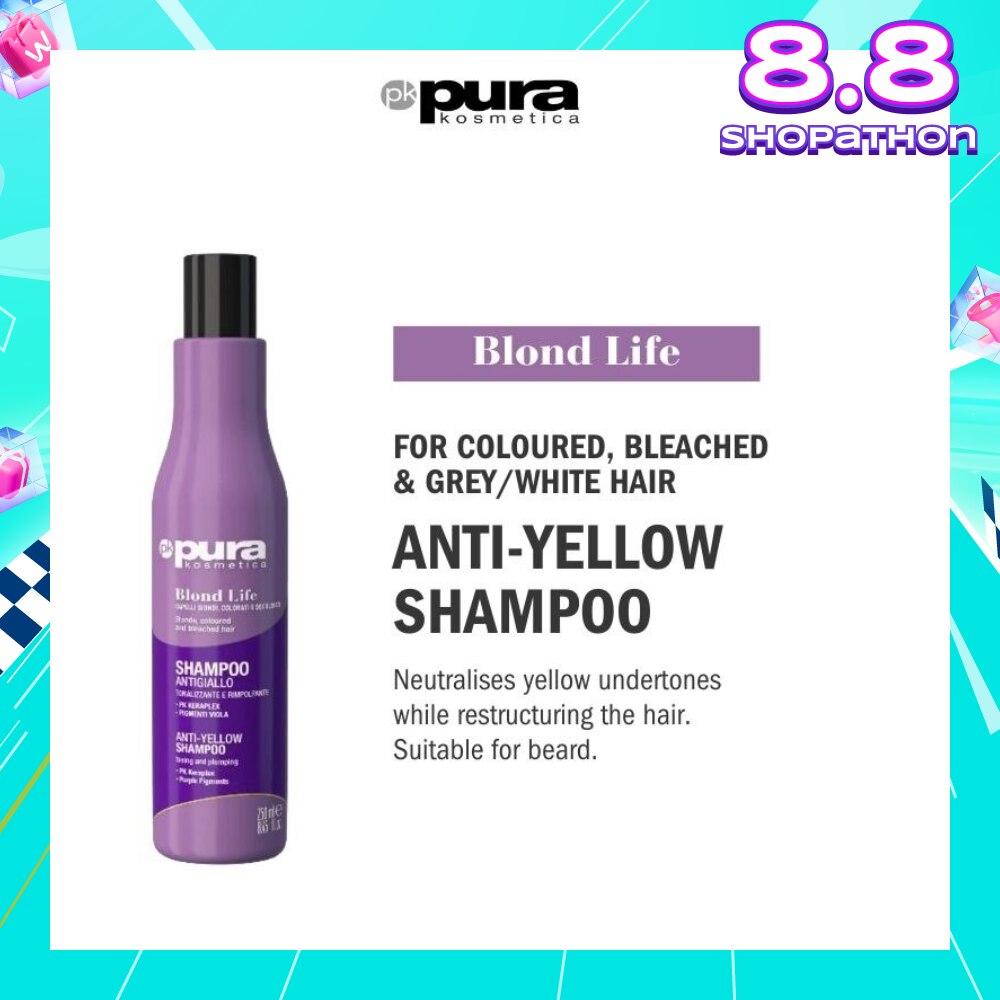 Blond Life Anti Yellow Shampoo (For Coloured + Bleached & Grey White Hair) 250ml