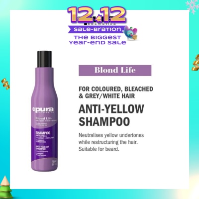 PURA KOSMETICA Blond Life Anti Yellow Shampoo (For Coloured + Bleached & Grey White Hair) 250ml