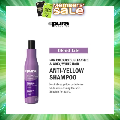 PURA KOSMETICA - Blond Life Anti Yellow Shampoo (For Coloured + Bleached & Grey White Hair) 250ml